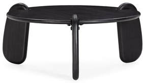 Czarny okrągły stolik z litego drewna mango ø 80 cm Tamira – MOME