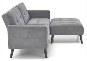 Popielata sofa rozkładana z podnóżkiem - Leris