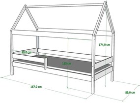 Łóżko dla dziecka przypominające domek, olcha - Petit 3X 160x80 cm