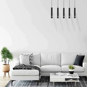 Lampa wisząca JOKER BLACK/CHROME 5xGU10, tuba, okrągła, 5 sztuk, czarny, złoty