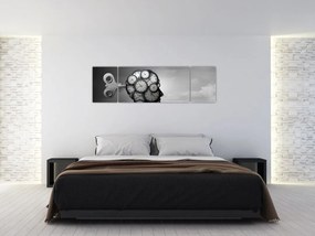 Artystyczny obraz głowy z zegarem (170x50 cm)