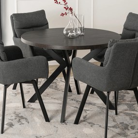 Stół Okrągły Rozkładany LUKAS 100-250 cm Czarny Nowoczesny Loft