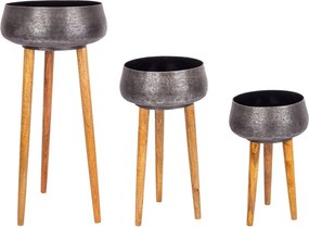 Metalowe ręcznie wykonane osłonki na doniczki zestaw 3 szt. ø 37,5 cm Varanasi – Bizzotto