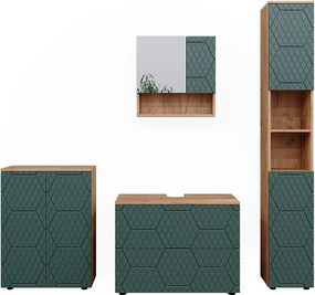Zestaw mebli łazienkowych zielony/złoty dąb 80x41x58 irma