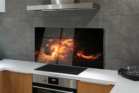 Szklany Panel Ogień z Pyska Smoka