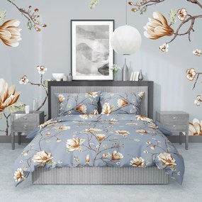 Stanex Pościel bawełniana Magnolia złoty, 140 x 200 cm, 70 x 90 cm, 140 x 200 cm, 70 x 90 cm