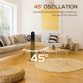 HOMCOM Grzejka elektryczna, 3 tryby, 12-godzinny timer, wyświetlacz LED, funkcja obrotu