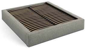 Zielone tapicerowane łóżko dwuosobowe ze schowkiem ze stelażem 200x200 cm Simon Olivia – Micadoni