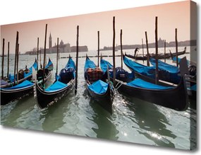 Zdjęcie na płótnie Przystań Łodzi nad Kanałem