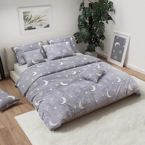PrzytulneMieszkanie.pl PrzytulneMieszkanie.pl Świecąca pościel z mikropluszu BIG MOON szara Rozmiar pościeli: 70 x 90 cm | 140 x 200 cm