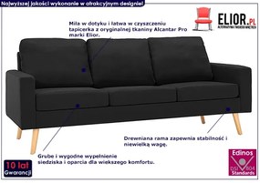 3-osobowa czarna sofa - Muria 3Q