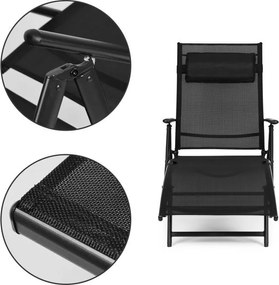 Składany leżak ogrodowy z regulacją oparcia Acapulco 020, czarny