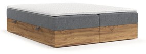 Szaro-naturalne łóżko boxspring ze schowkiem 140x200 cm Faro – Maison de Rêve