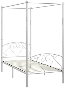 Białe metalowe łóżko z baldachimem 90x200 cm - Nila