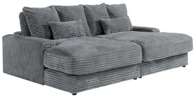 Kanapa 3-osobowa  z głębokim siedziskiem z weluru  grubym prążkowanym antracytowym szarym CALAZO od Pascal Morabito