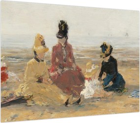 Obraz na szkle - Eugène Boudin, On the Beach, Trouville, reprodukcje (70x50 cm)