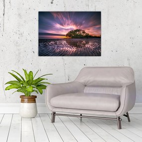 Obraz plaży o zachodzie słońca (70x50 cm)