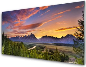 Panel nad blat kuchenny Górskie Słońce W Gęstym Lesie