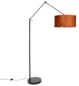 Nowoczesna lampa podłogowa czarna z pomarańczowym kloszem 50 cm - Editor Nowoczesny Oswietlenie wewnetrzne