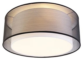 Nowoczesna lampa sufitowa czarna z białym 50 cm 3-światła - Drum Duo Nowoczesny Oswietlenie wewnetrzne