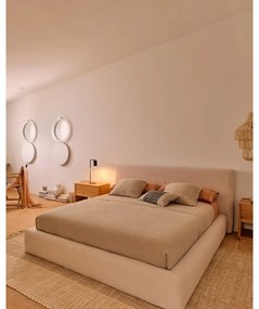 Beżowe tapicerowane łóżko jednoosobowe bez stelaża 90x200 cm Blok – Kave Home