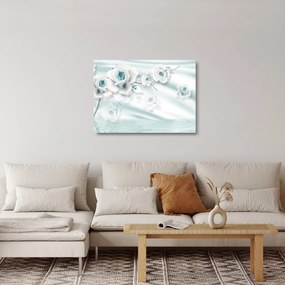 Obraz na szkle - Turkusowe kwiaty róży (70x50 cm)