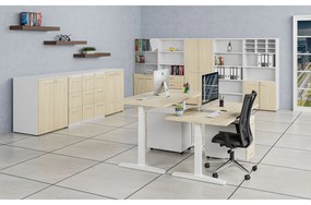 Szafa ubraniowa z wysuwem PRIMO WHITE, 800 x 420 x 1781 mm, biały/dąb naturalny