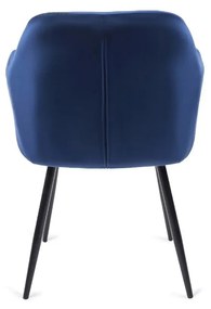 Krzesło Tapicerowane do Salonu VIKI Granatowe Welurowe Nowoczesne Loft