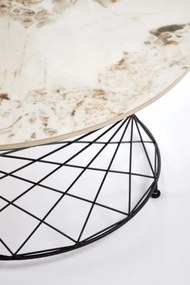 Okrągła ława, spiek beżowy marmur/czarny 80/42 cm ALESSIA