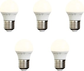 Zestaw 5 inteligentnych żarówek LED E27 z możliwością ściemniania P45 Opal 4,9 W 470 lm 2200–4000 K