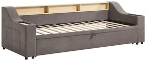 Łóżko wysuwane 2 x 80 x 200 cm  ze skrzynią i i portem USB - Tkanina - Taupe - ORAVAYA