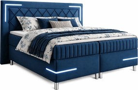 Niebieskie łóżko kontynentalne z oświetleniem LED 5 rozmiarów N8-E85