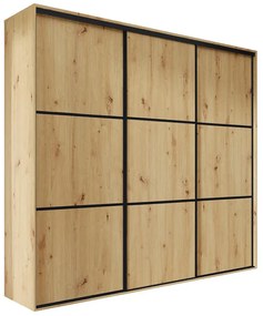 Szafa przesuwna dąb artisan + czarne szprosy - Estori 5X
