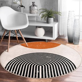 Pomarańczowo-kremowy okrągły dywan odpowiedni do prania i robotów sprzątających ø 120 cm Comfort – Mila Home
