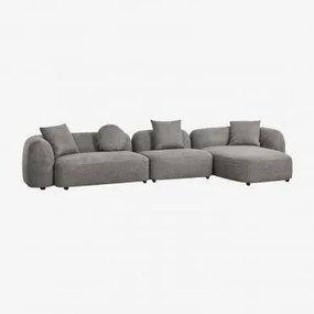 Modułowa Sofa Z Szezlongiem Prawym, 3-częściowa, Z Tkaniny Coco Chenille Granitowo-szary Gruby Szenil - Sklum