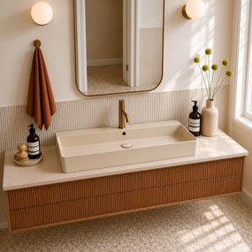 Massi Umywalka ceramiczna nablatowa / wisząca beżowa z otworem na baterie 100 x 45 cm LERA Ivory