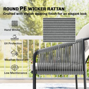 Outsunny Zestaw mebli ogrodowych 4-częściowy Polirattanowa sofa z dwuosobową sofą, 2 fotelami i stolikiem kawowym z poduszkami | Aosom PL