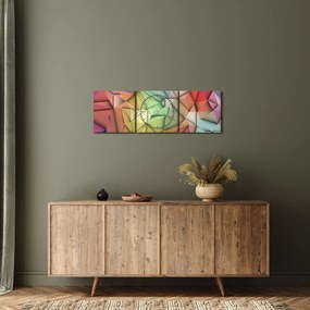 Obraz - Abstrakcja wielokątna (z zegarem) (90x30 cm)