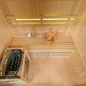 Sauna fińska wewnętrzna wysokotemperaturowa z piecem HARVIA 4,5KW z kamieniami 3-4 osobowa 150x120 CM