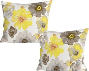 Zestaw 2 szt. dekoracyjnych poszewek na poduszkę z mikrofibry FEONELLE 45x45 cm, żółto-szary