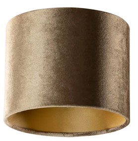 Abażur welurowy brązowy ze złotym wnętrzem 18/18/14