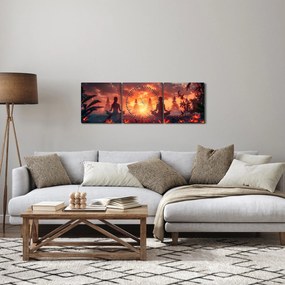 Obraz - Joga w przyrodzie (z zegarem) (90x30 cm)