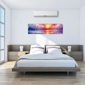 Obraz - Kolorowy artystyczny zachód słońca (170x50 cm)
