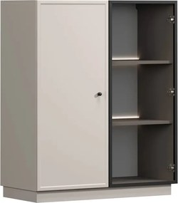 Witryna Lorini 100 cm dwudrzwiowa na cokole - kaszmir / czarny uchwyt