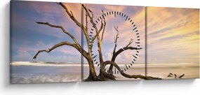 Obraz drzewa w oceanie (z zegarem) (90x30 cm)
