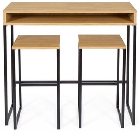 Czarny/w naturalnym kolorze stołek w dekorze dębu Frame – Woodman
