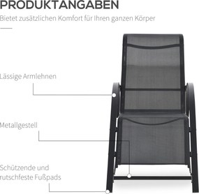 Outsunny Zestaw leżaków ogrodowych z stolikiem 2 sztuki Oddychająca tkanina Stabilna konstrukcja Czarny | Aosom PL