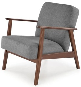 Fotel tapicerowany MILANO 1S szary/orzech HALMAR