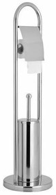 AQUALINE SB131 Samba Stojak z podstawą, szczotką WC i uchwytem do papieru toaletowego, srebrny