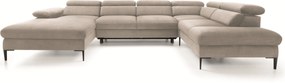 Masseno Narożnik MESTO z funkcją spania i pojemnikiem na pościel Narozniki U, Rozkładana sofa - Beżowy, VOGUE 02